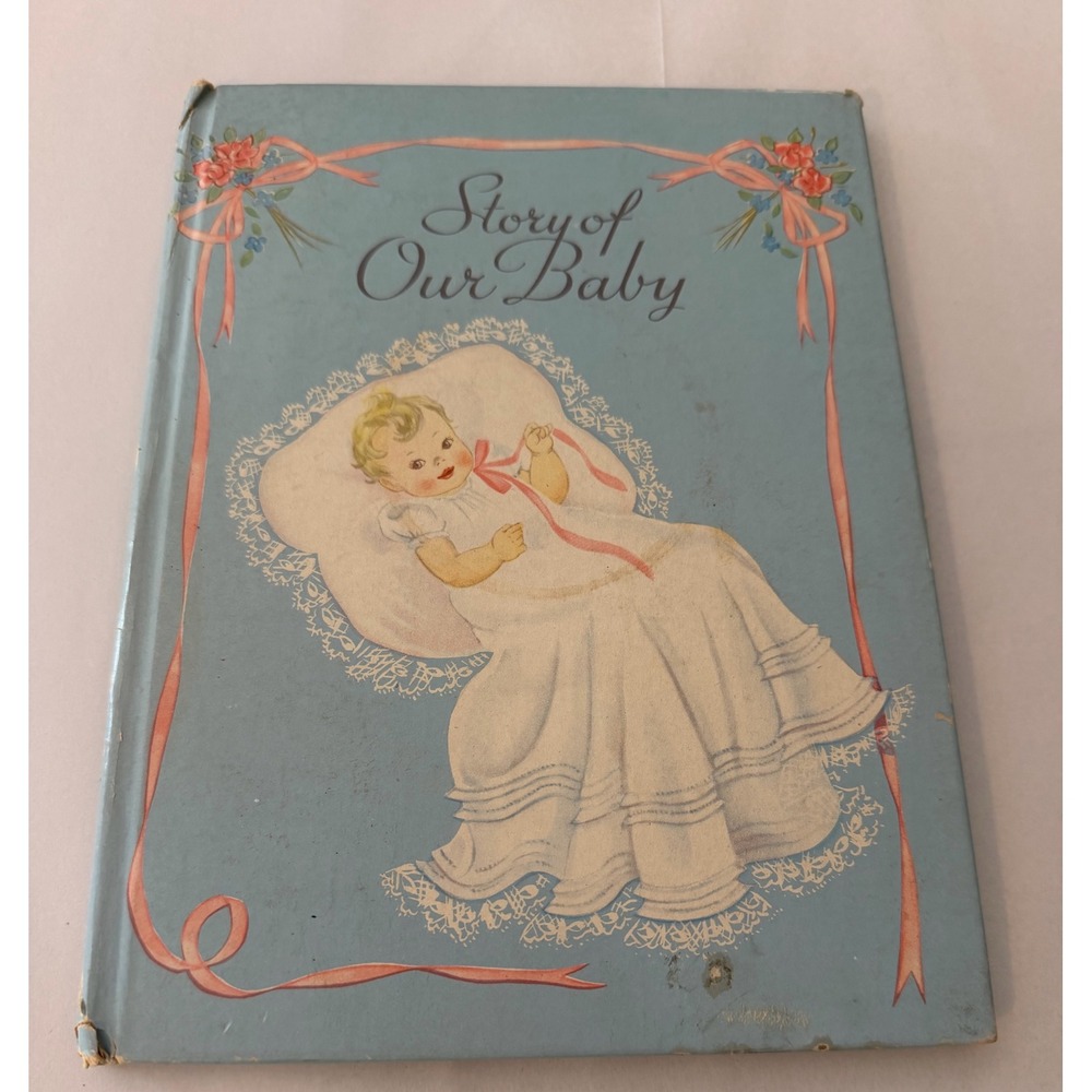 Vintage 1941 Story of Our Baby Memory Book Unused C Janceu Illustrations Blue